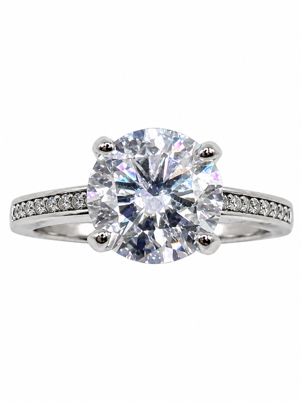 2.1 CTW Moissanite Solitaire Ring 925 Sterling Silver Size 9 VVS D